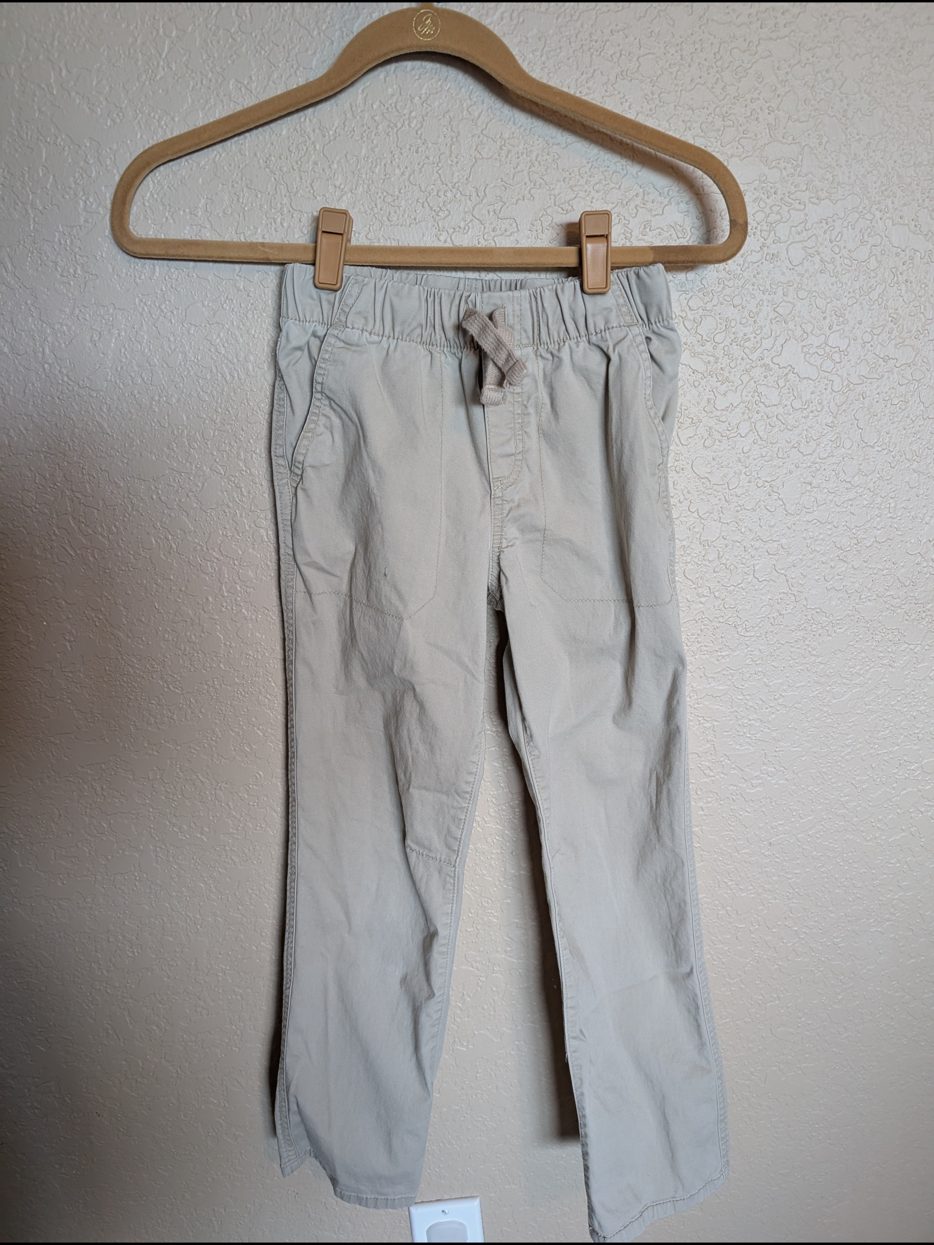 Cat & Jack Beige Drawstring Stretch Twill Pants 10 Slim
